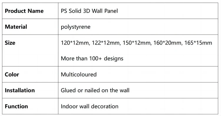 datasheet of PS solid 3D wall panel datasheet of PS solid 3D wall panel